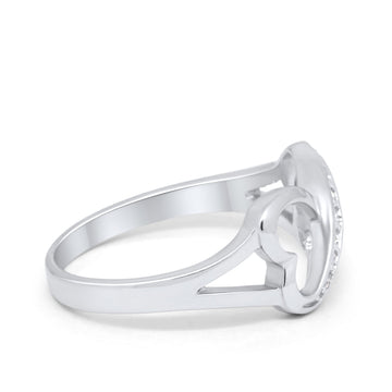 Crisscross Double Heart Promise Ring Round Cubic Zirconia 925 Sterling Silver